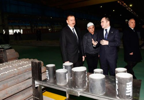 Prezident İlham Əliyev Sumqayıtda boruyayma zavodunun açılışında iştirak edib - Fotolar