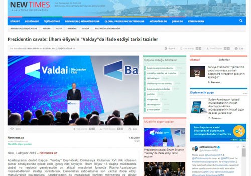 Prezidentin cavabı: İlham Əliyevin "Valday"da ifadə etdiyi tarixi tezislər