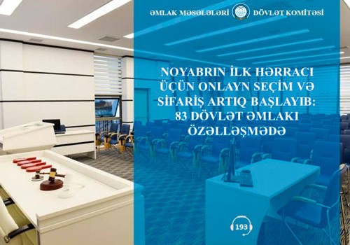 Noyabrın ilk hərracında 83 dövlət əmlakı üzrə seçim olacaq