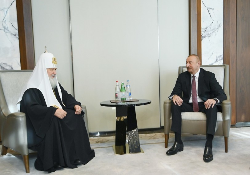 Prezident İlham Əliyev və birinci xanım Mehriban Əliyeva Moskvanın və Bütün Rusiyanın Patriarxı Kirill ilə görüşüblər