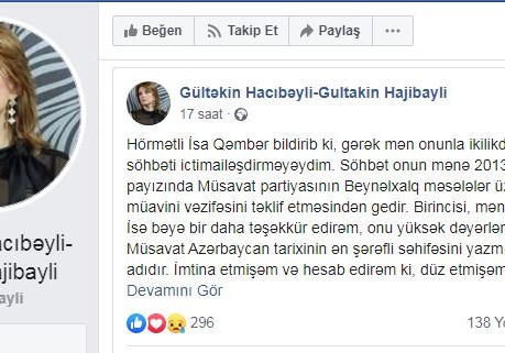 Gültəkin Hacıbəyli müsavatçıları zombi adlandırdı