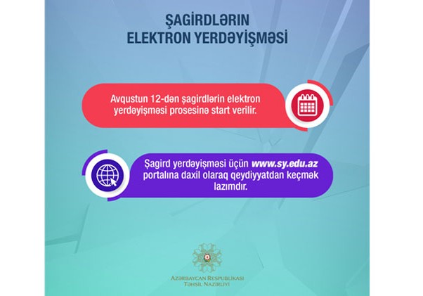 Şagirdlərin elektron yerdəyişməsi başlayır