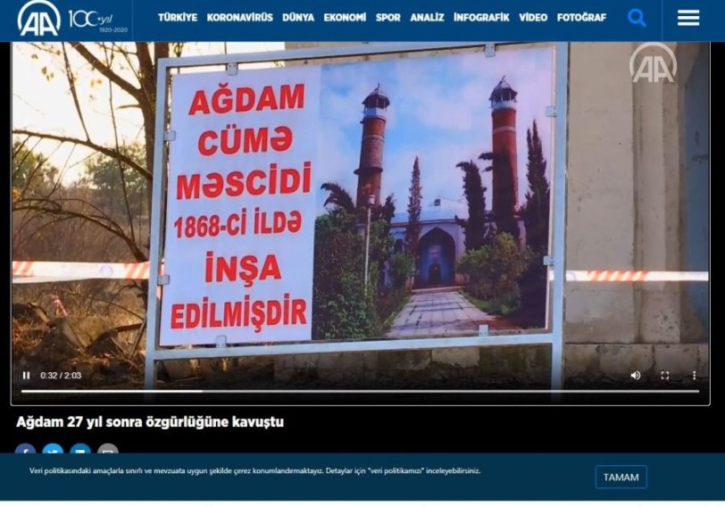 Anadolu agentliyi Ağdam rayonunun görüntülərini əks etdirən videomaterial yayımlayıb (FOTO)