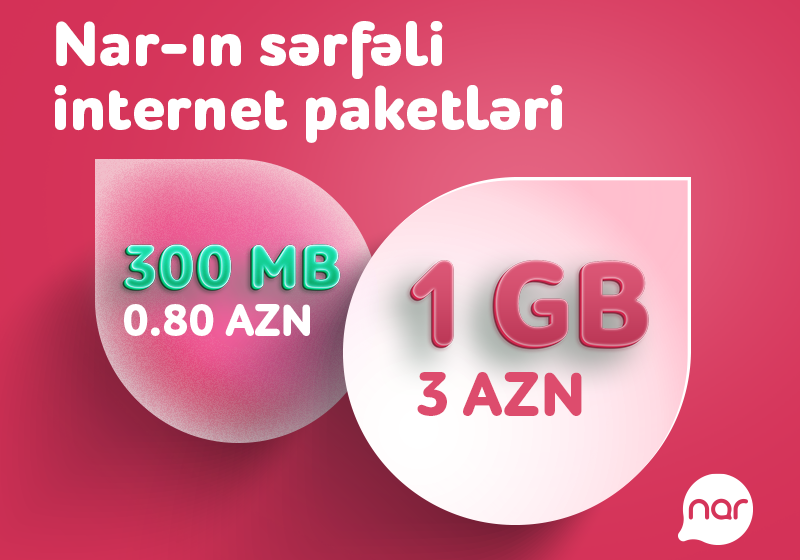 “Nar” hər kəsə sərfəli günlük internet paketlərini təqdim edir