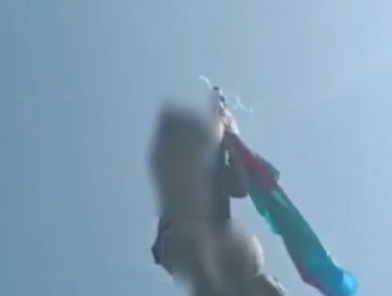 Buzdux dağında Azərbaycan bayrağı dalğalanır - VİDEO